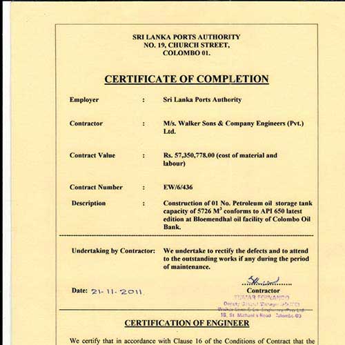 Sri Lanka Ports Authority Certification